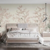 Flowers & Birds Pattern Mural – Mink | FJ304-2