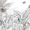 Animals & Palm Leaves Pattern Mural – White - Image 2
