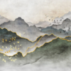 Mountains Design Mural – Grey