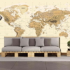 Worldmap Wallpaper in Beige