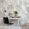 Globes Gathering Mural – Black and White – Premium