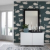 Cygne, Bleu Wallmural – Premium