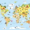 Colorful Kids Animal World Map Mural- WB2174 - Image 2