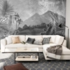 Black And White Beautiful Tropical Lake Landscape And Mountains Wallmural - Image 3