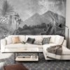 Black And White Beautiful Tropical Lake Landscape And Mountains Wallmural - Image 6