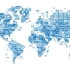 White Background Blue World Map Wallmural - Image 2
