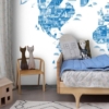 White Background Blue World Map Wallmural - Image 5