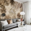 Beige & Brown Leaves Mural