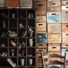 Wooden Boxes retro Wallmural - Image 3