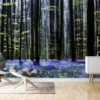 Dark Tree and Bluebells Mural