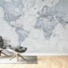 World Map Political Mural – Teal