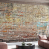 Worn Graffiti Brick Wall Mural