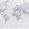 World Map Political Mural – Teal - Image 2