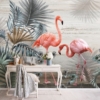 Cute Flamingos Tropical Wallpaper Wallmural