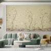Flowers & Birds Pattern Mural – Cream | FJ304