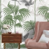 Palm Trees And Cranes Birds Wallmural
