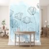 Blue Background Flowers Wallpaper Wallmural