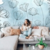 Blue Background Flowers Wallpaper Wallmural - Image 3