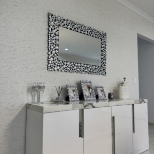 Textured wallpaper wall with mirror decor Perth