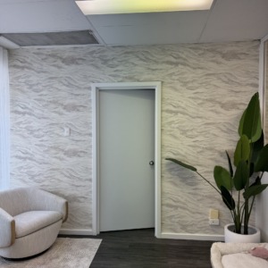 Wave pattern wallpaper in Perth living room