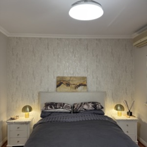 Luxury bedroom with textured wallpaper Perth
